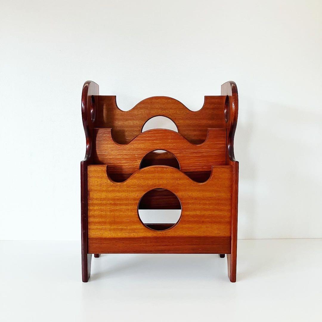 モダン　マガジンラック　チーク　北欧スタイル　古道具　小物入れ　ビンテージ雑貨