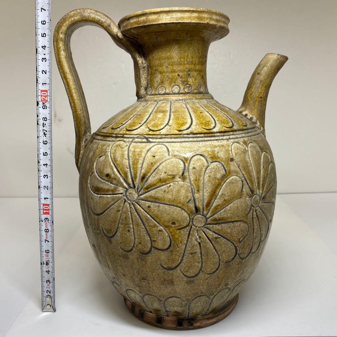 江戸初期　黄瀬戸水次　高さ27㎝　東Y7-0213②