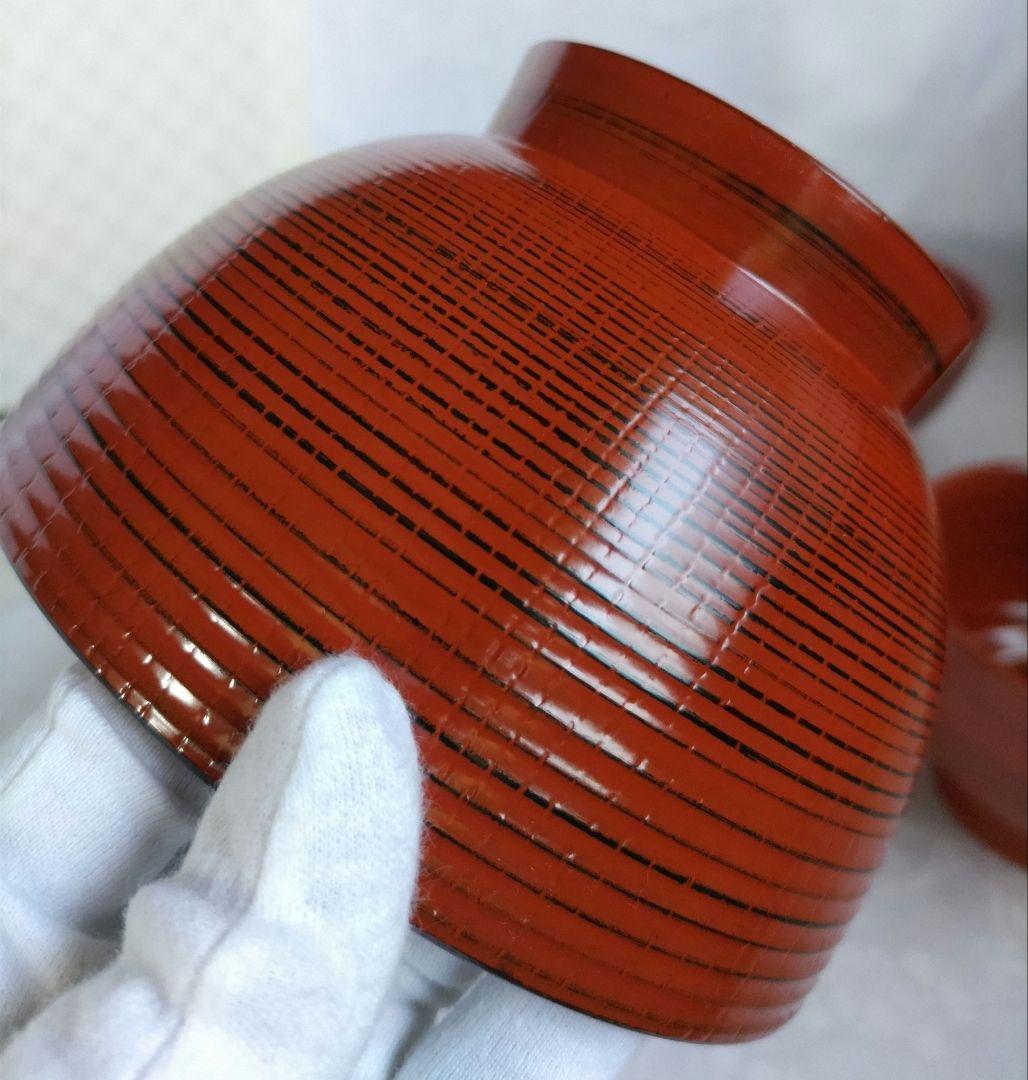 新品　漆器のアソベ　根来塗　合鹿椀　腰高椀 大椀　丼　雑煮椀　山中漆器　５客箱入