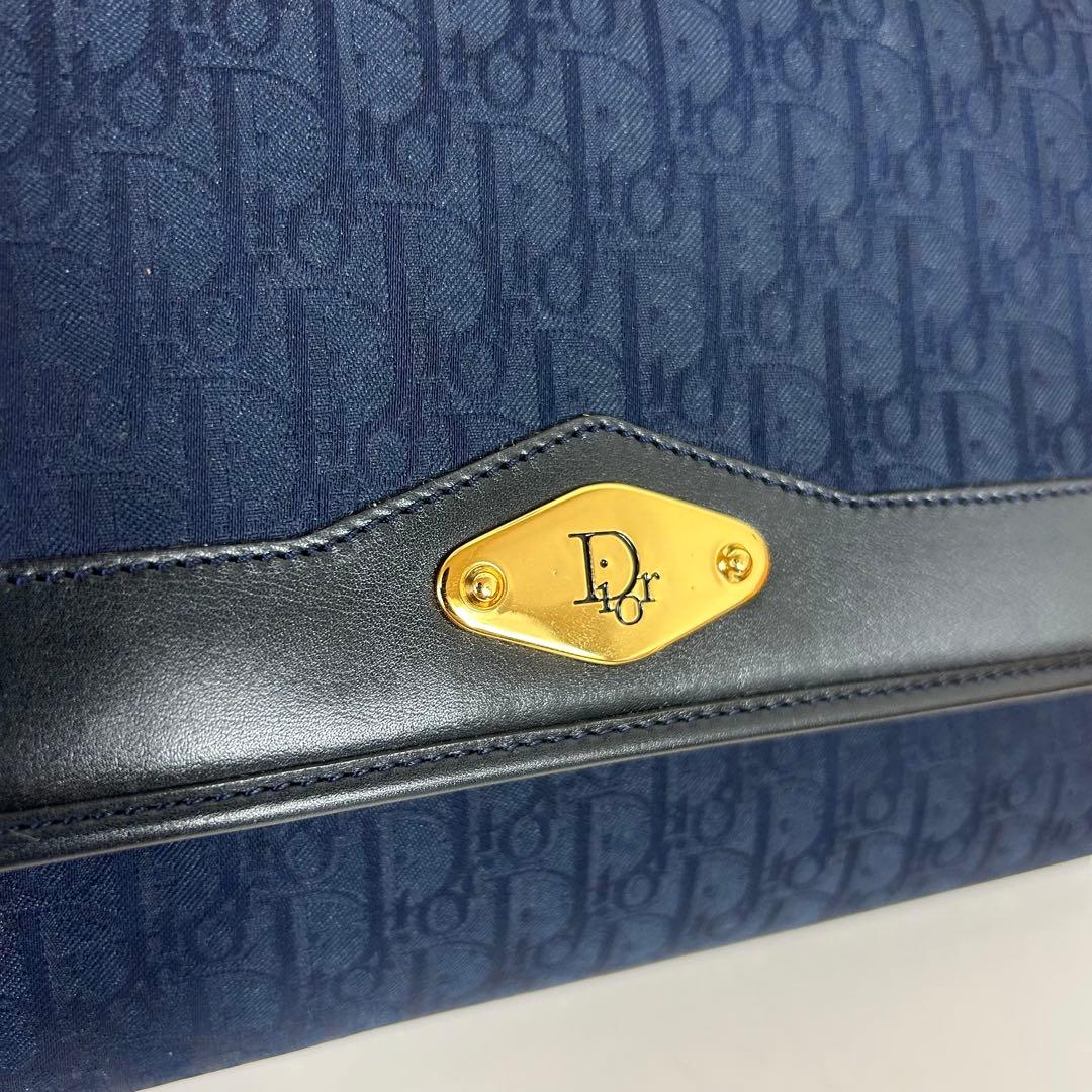 【美品】クリスチャンディオール ショルダーバッグ トロッター チェーン ネイビー