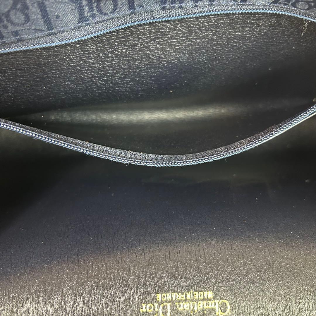 【美品】クリスチャンディオール ショルダーバッグ トロッター チェーン ネイビー