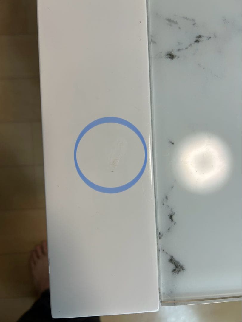 ＊最終値下げ＊美品＊ニトリ　伸縮式　大理石柄　ホワイト　ダイニングガラステーブル