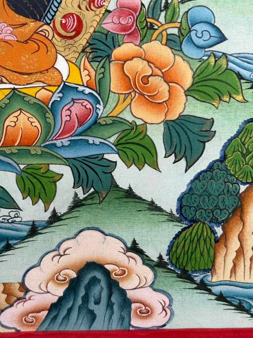 チベット仏教 曼荼羅 タンカ 肉筆コットンキャンパス手書き