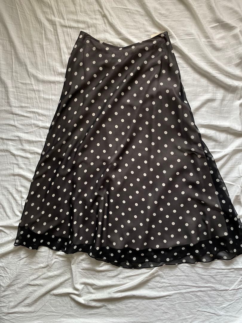 スカート theory polkadot silk skirt