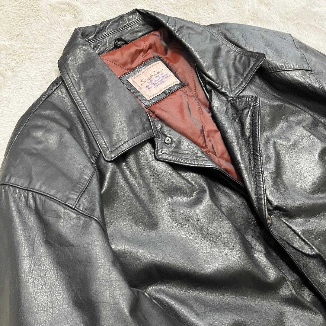 STRATH CONAR ストラスコナー 牛革 中綿レザーコート 2L ブラック