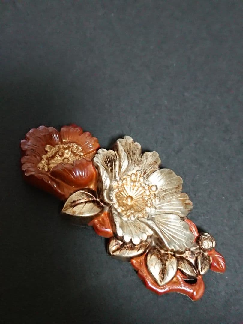 アンティーク帯留めアンティーク彫金帯留め椿大正浪漫はいからさん