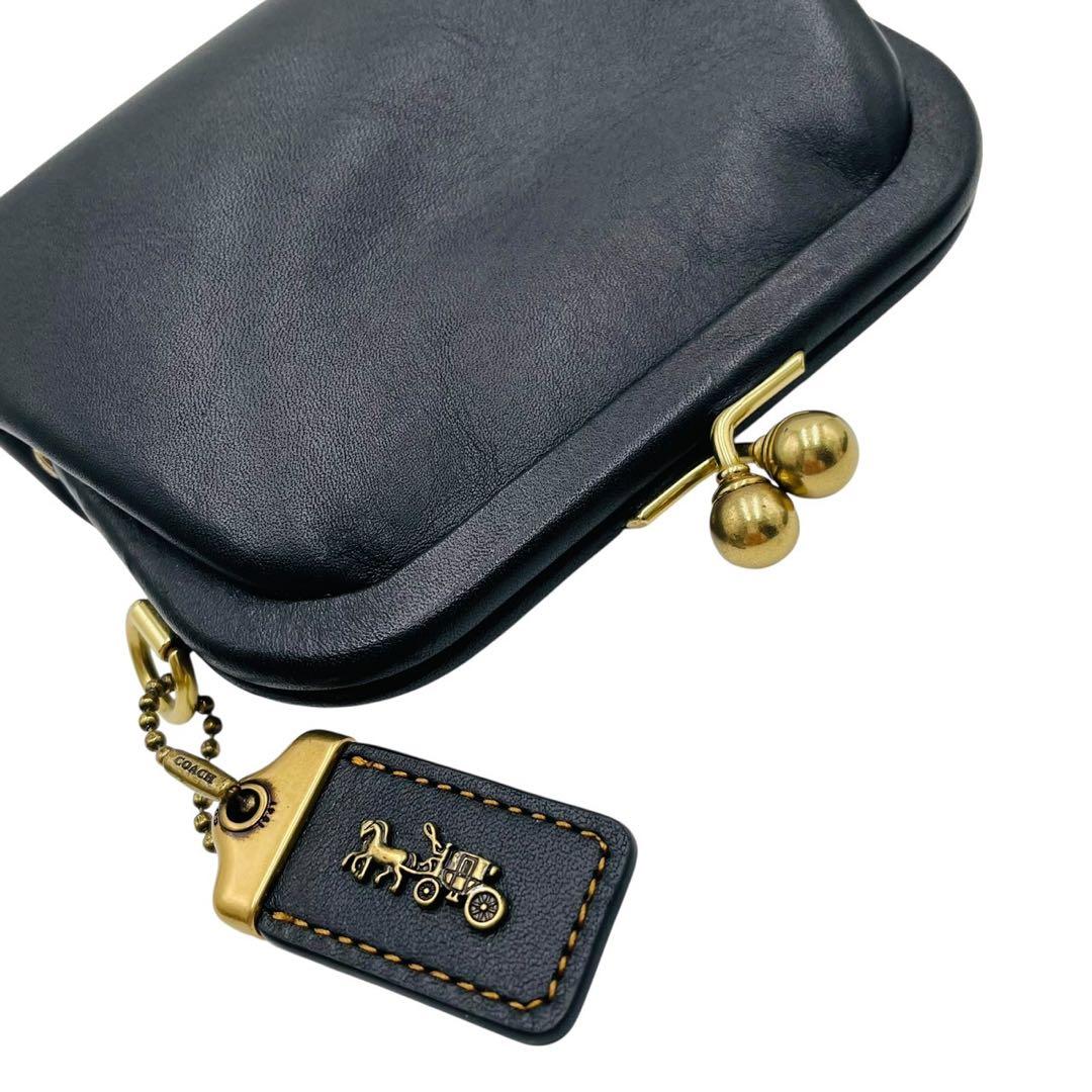 美品 コーチ ケース レザー ブラック 財布 がま口 68326