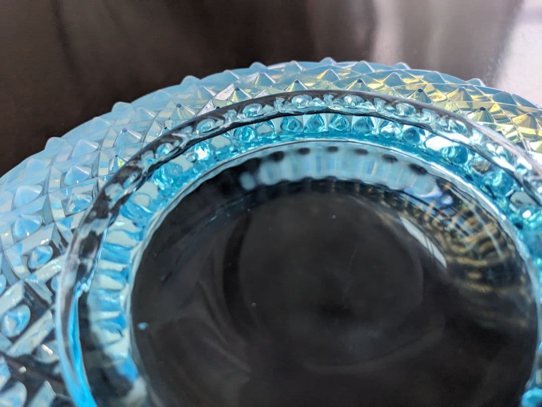 フェントン ブルーオパルセント ダイヤモンドレース ディッシュ 大皿