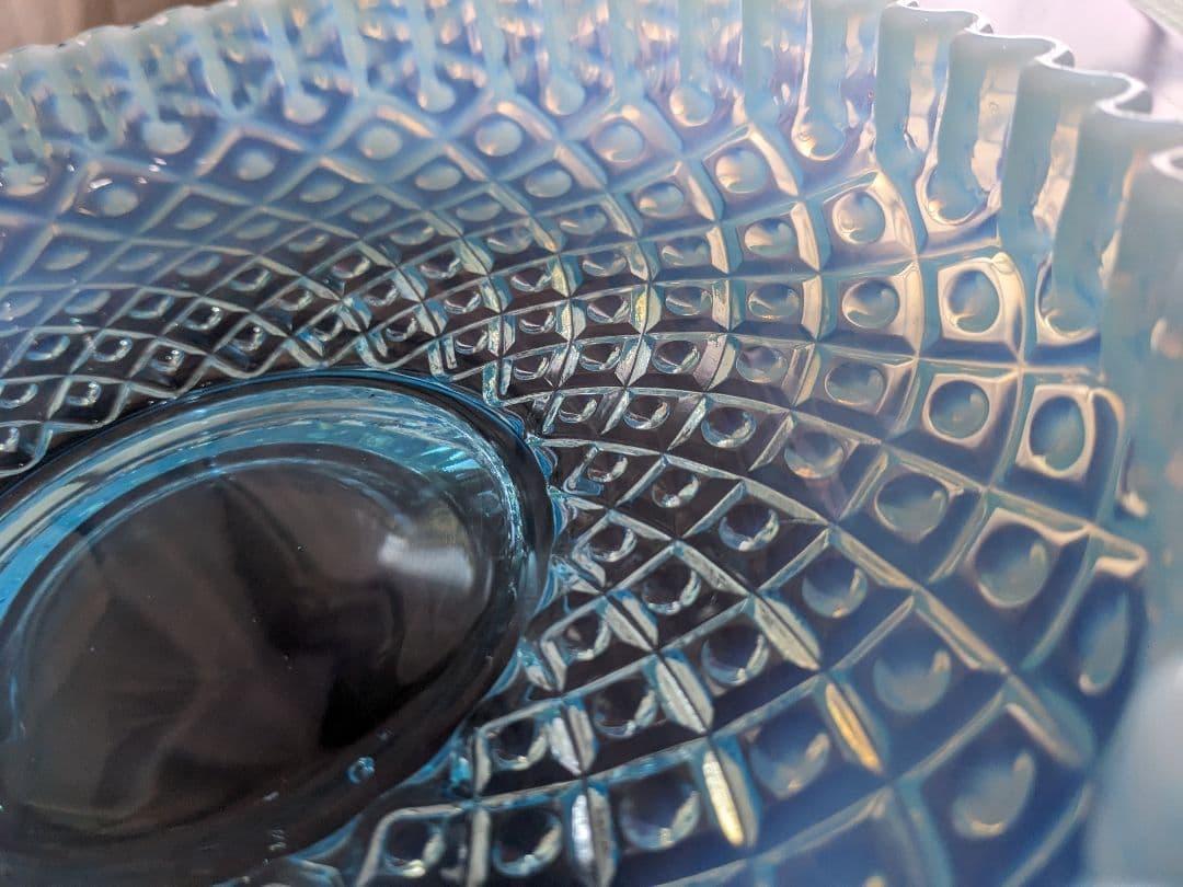 フェントン ブルーオパルセント ダイヤモンドレース ディッシュ 大皿