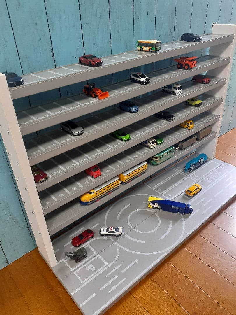 ユーやさま専用トミカプラレール収納棚7段110台ロングトミカ7台駐車
