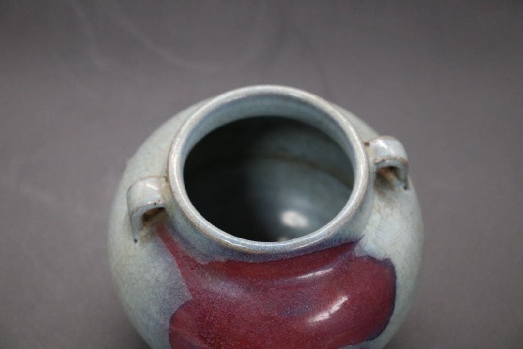 中国　鈞窯雙耳瓶　送料込み0914