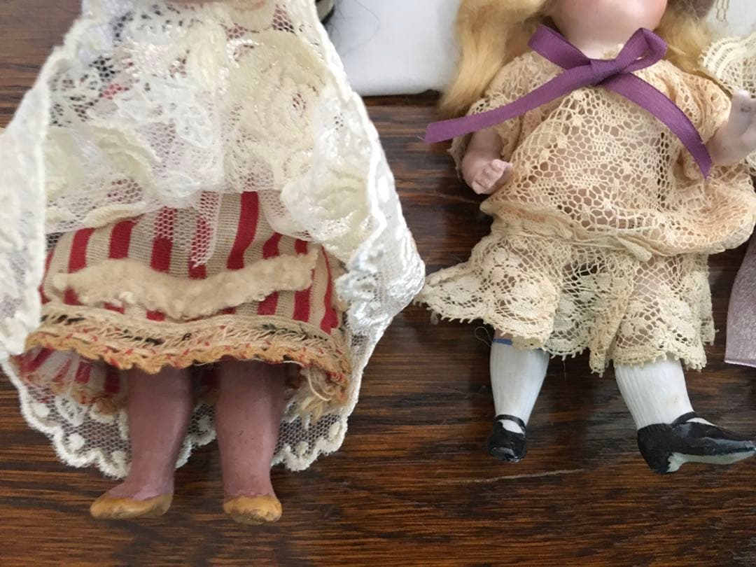 アンティークビスクドール ミニョネットとドールトランクのセット ジャンク