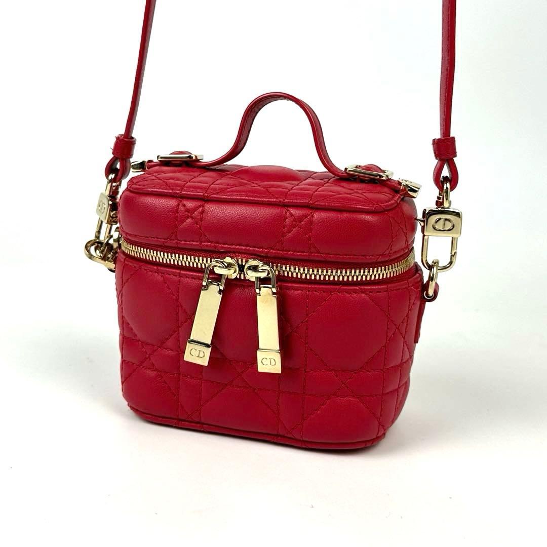 極美品■ディオール　マイクロ　バニティ　ショルダーバッグ　カナージュ　ラムレザー