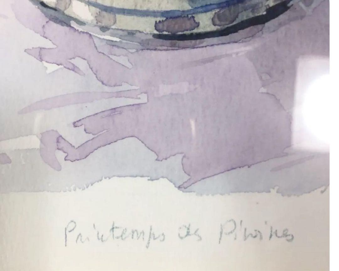 ミシェル・トゥルメル 水彩画「春の芍薬」 額装品