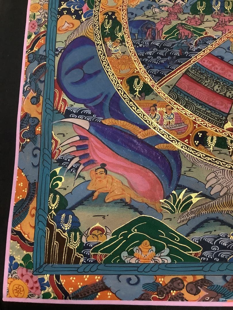 《 チベット密教　新品　1点物 》 手描き　曼荼羅　仏陀　六道輪廻　仏教　a2