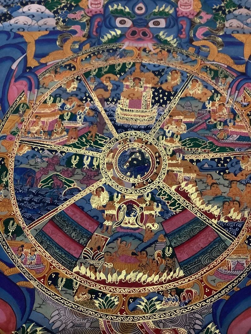 《 チベット密教　新品　1点物 》 手描き　曼荼羅　仏陀　六道輪廻　仏教　a2