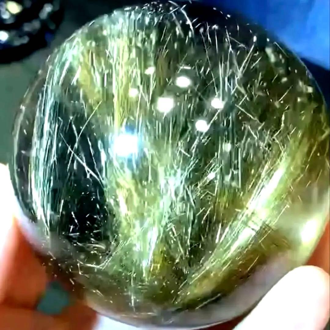 超絶綺麗✨65mm ゴールドルチルクォーツ 丸玉 スフィア 金針水晶 50mm