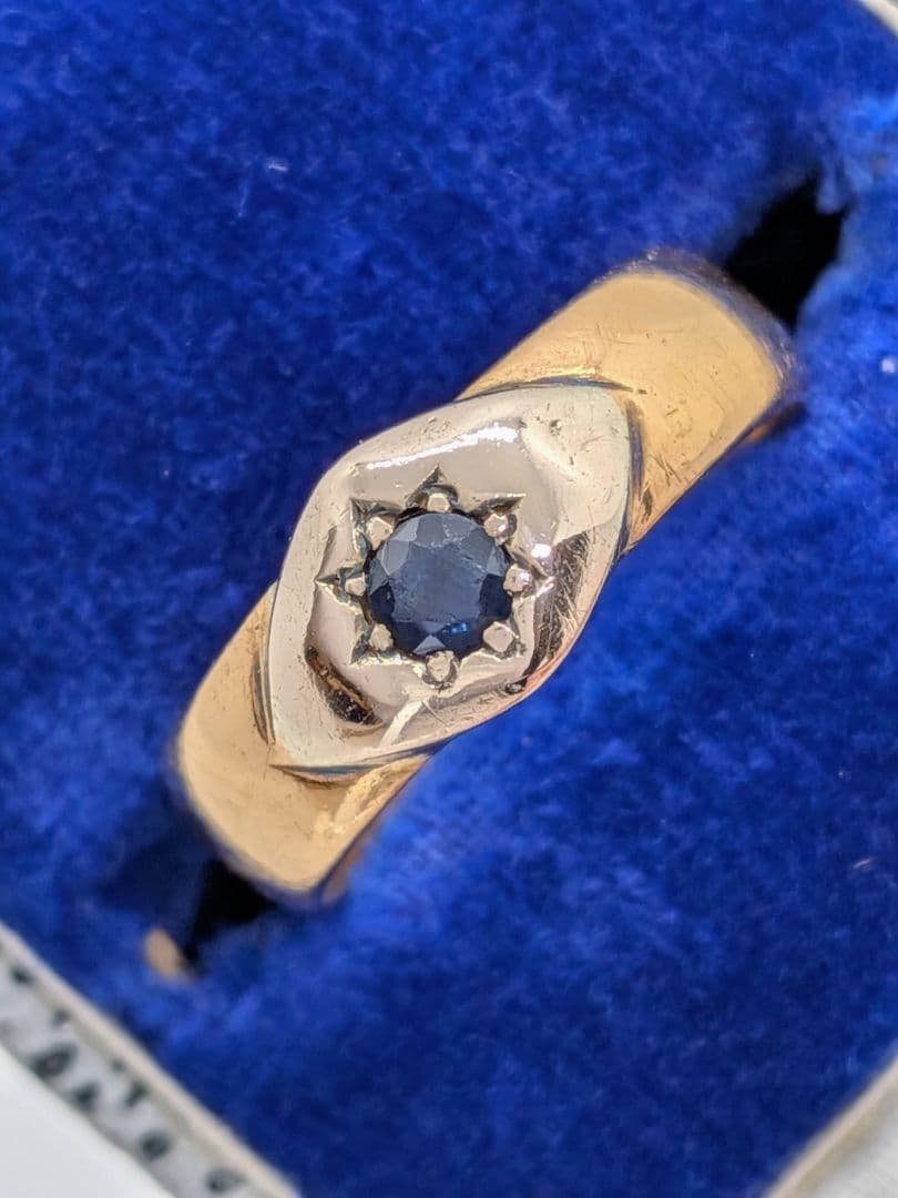 アンティーク 22金 サファイア バンドリング 英国 純金