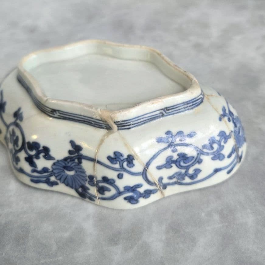 古伊万里 藍柿手 染付 向付 桜 江戸時代 骨董 金直し 金継ぎ