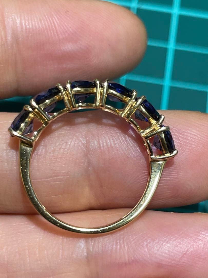 4ct天然サファイア指輪、18k、2.7g、11.5号