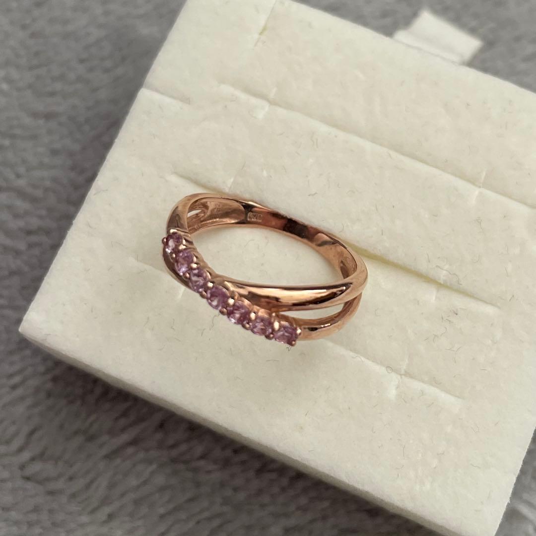 【TSUTSUMI】K10ピンクゴールドピンクサファイアリング（ピンキーリング）