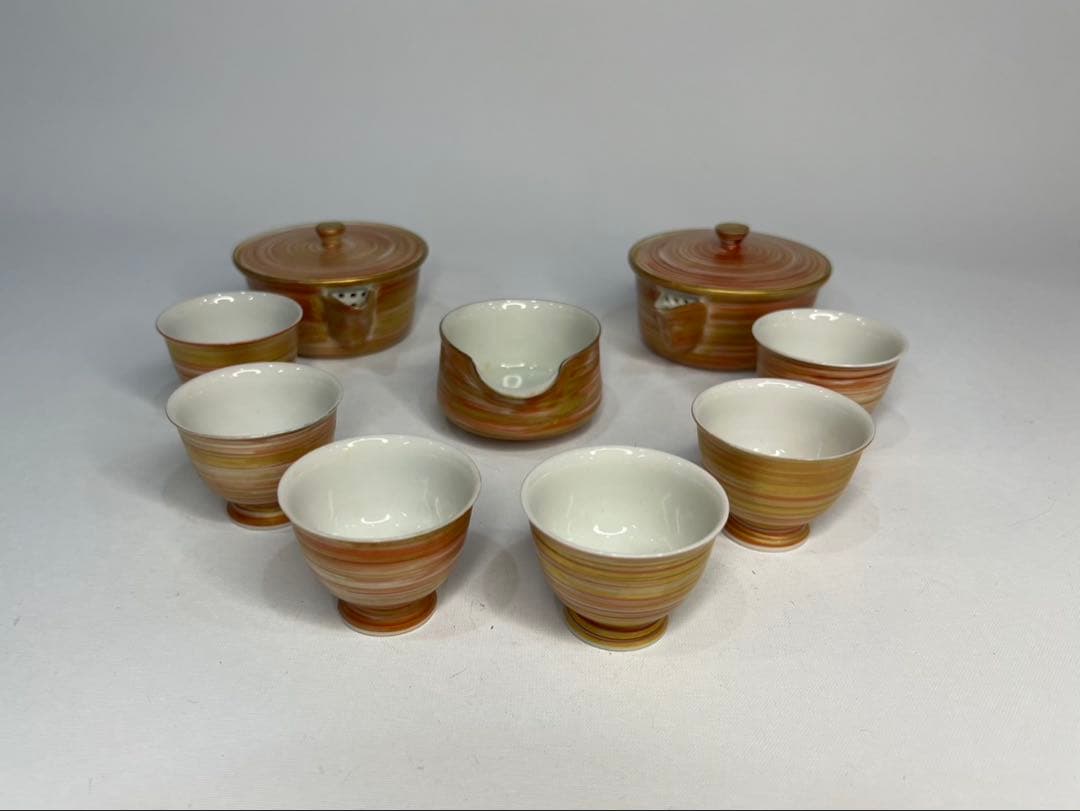 高野清鳳 暁 玉露茶器 慈光識 萬国博 赤絵金彩 朱刷毛目 煎茶