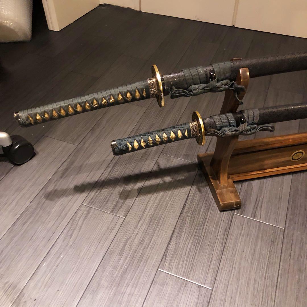 本格模造刀　大小セット　緑拵え　太刀　脇差　大小セット