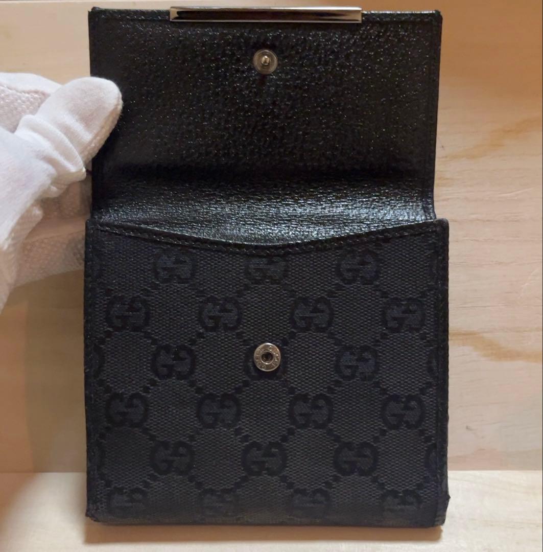 【箱付き】 GUCCI グッチ 二つ折り 財布 GG キャンバス レザー