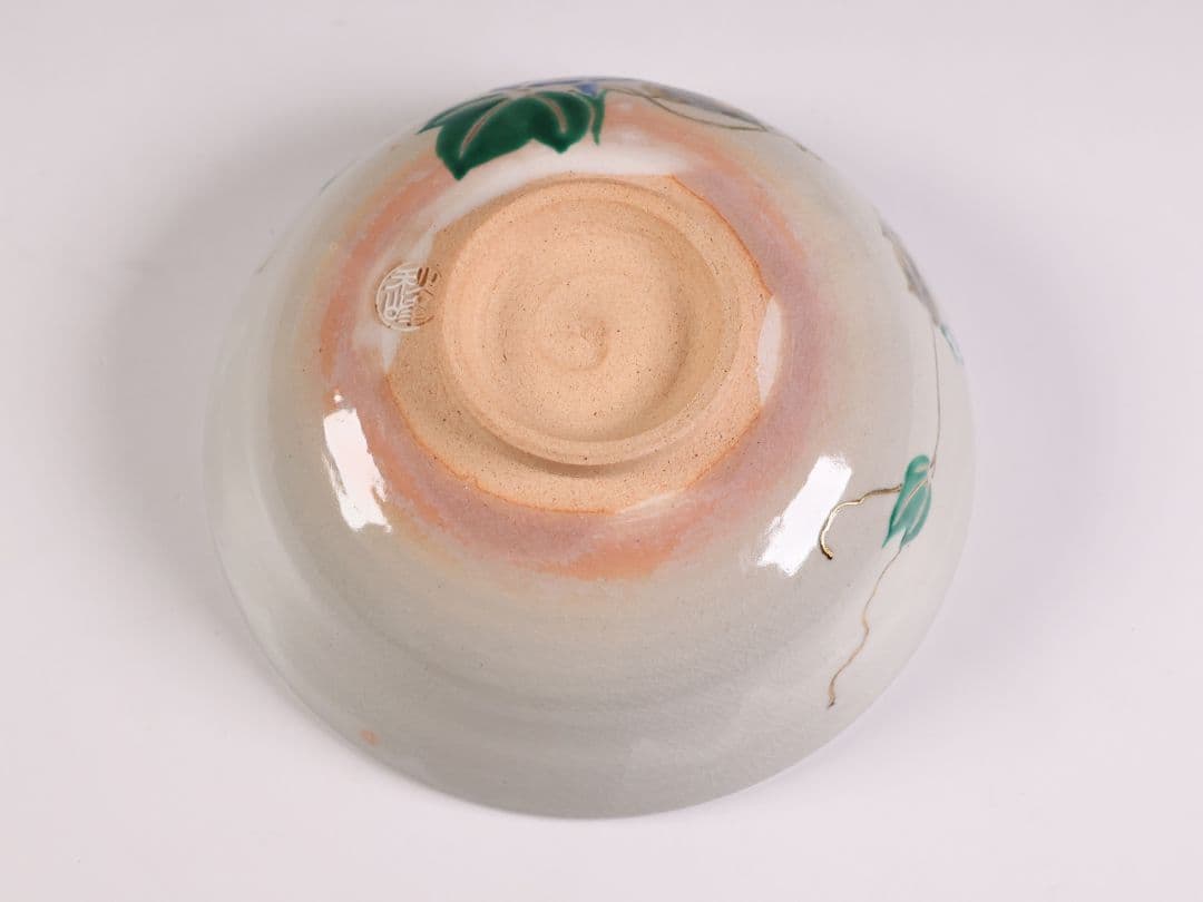 茶道具 中村秋峰 乾山写 朝顔絵 茶碗 平茶碗 共箱 共布 陶芸 京焼