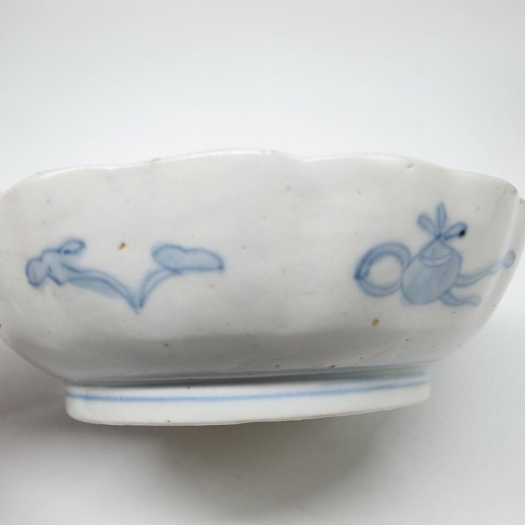 古伊万里　錦手　花に水車文様　なます皿　2枚