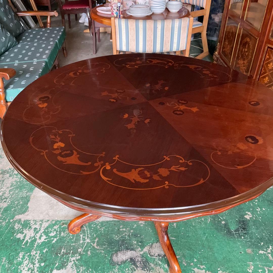 最終お値下げ‼︎ イタリア製・象嵌模様・ 丸テーブル