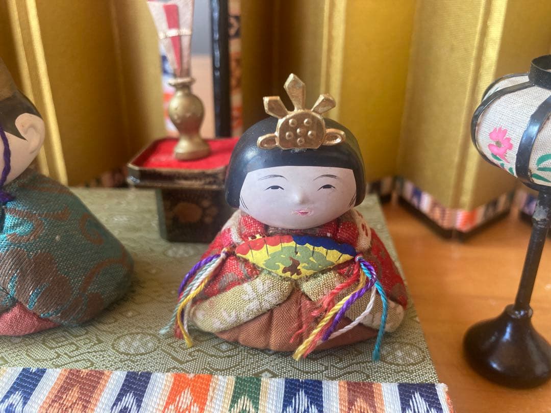アンティーク小さい木目込み雛人形セット　蔵出し