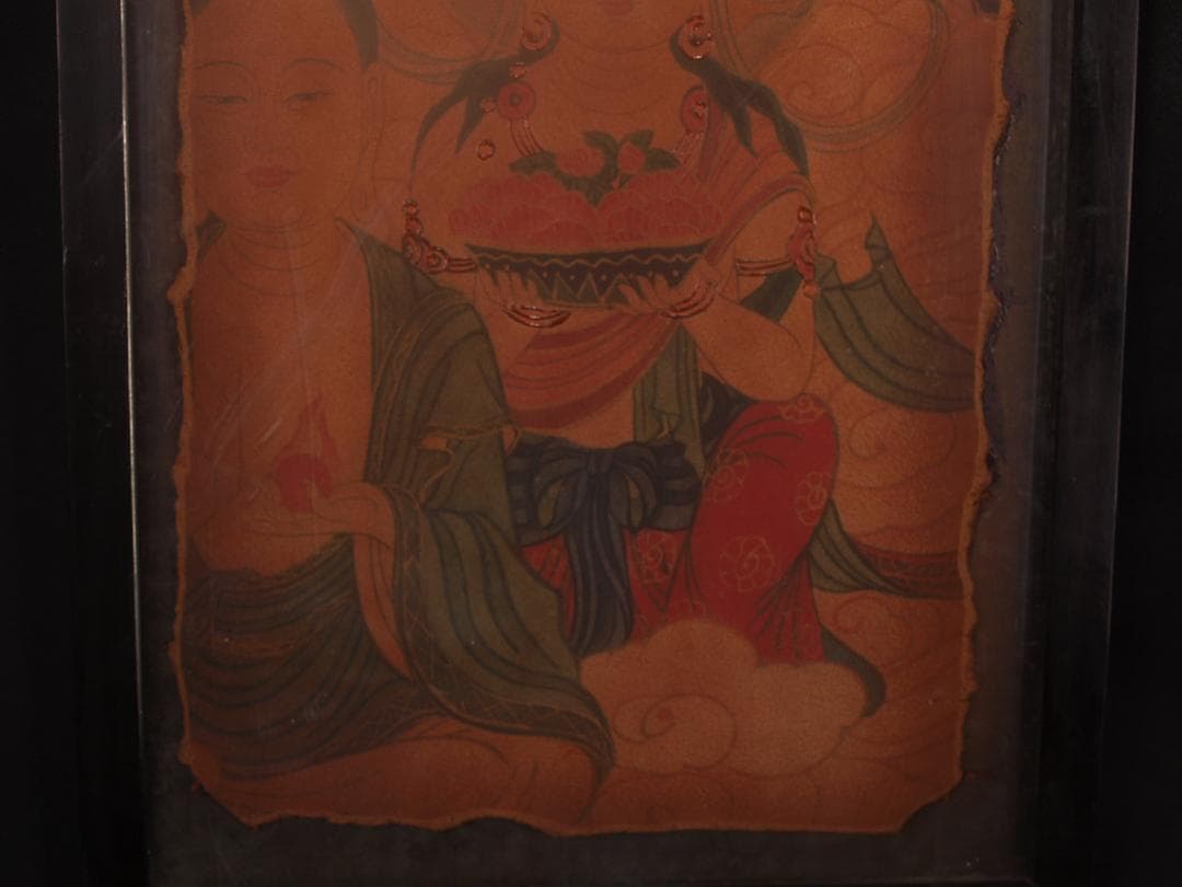 骨董市掘り出し品 中国唐時代 敦煌莫高窟壁画AK1905A7-2 骨董市