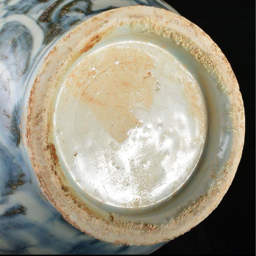 中国 安南 染付 花文瓶 ( 壺 / 骨董 / 安南焼 / 花瓶 / 陶器 )