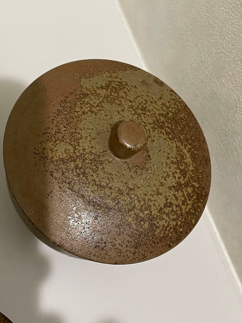 備前焼　火襷　大ぶり蓋付茶器　五客