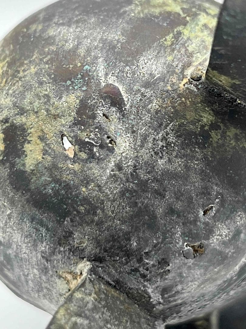 中国古美術 戦国から漢時代 青銅 ブロンズ 三足爵盃 酒具 極