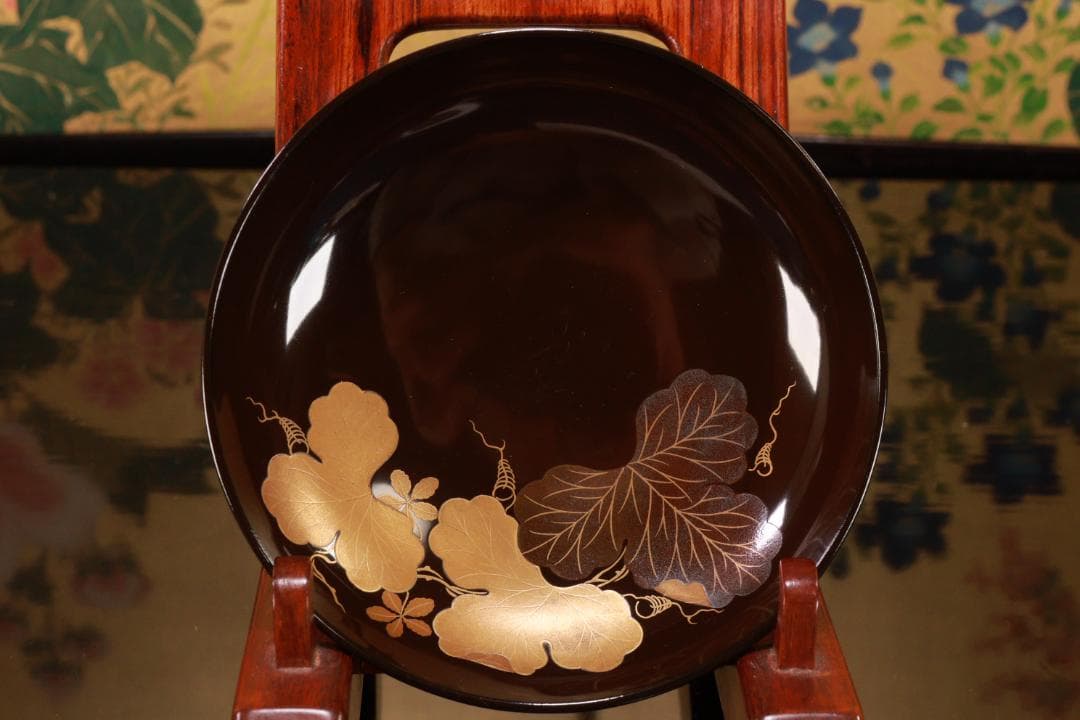 時代漆器　輪島塗　瓢箪図蒔絵　吸物椀　四客　木製　細密 BJ125