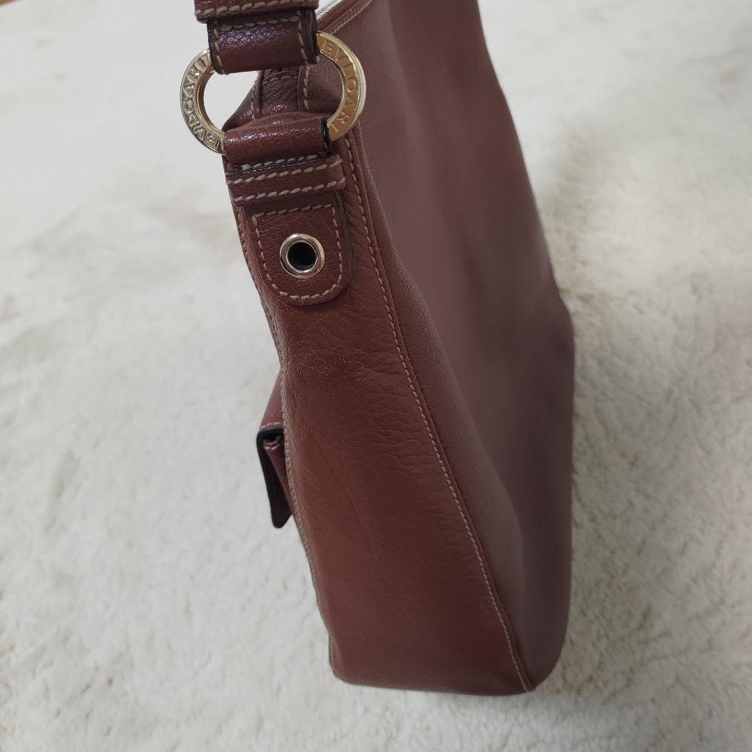 BVLGARI ABELEL オールレザー ブラウン ワンショルダーバッグ