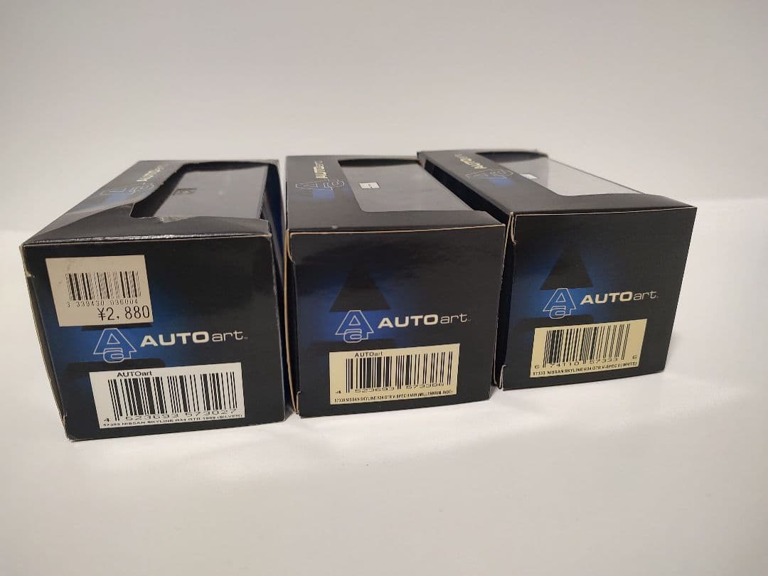 オートアート 1/43 スカイライン R34 GT-R ミニカー 3台セット