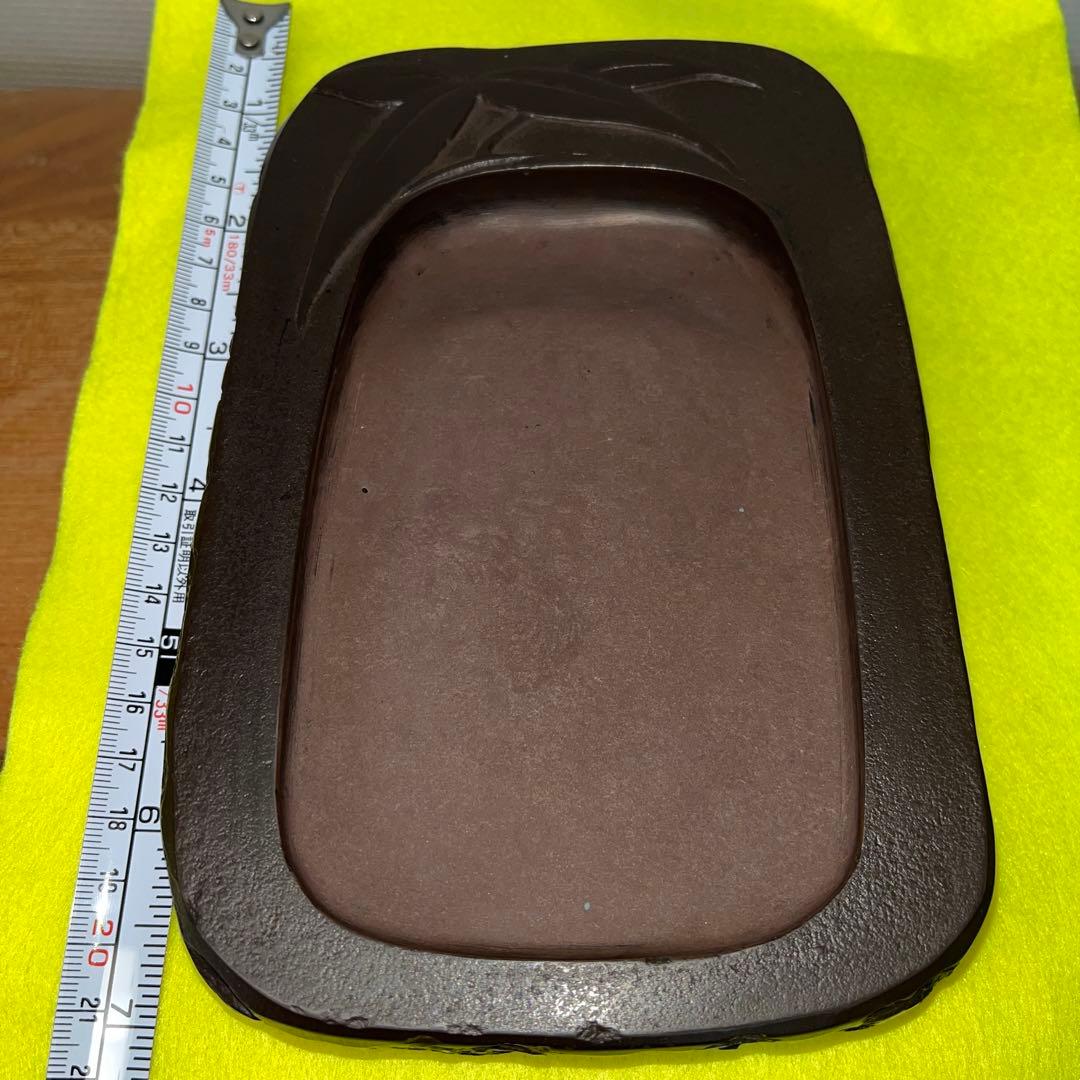 ⭕️赤間硯 昭竜山 笹竹彫刻 四六寸大 縁を手間掛け細かく