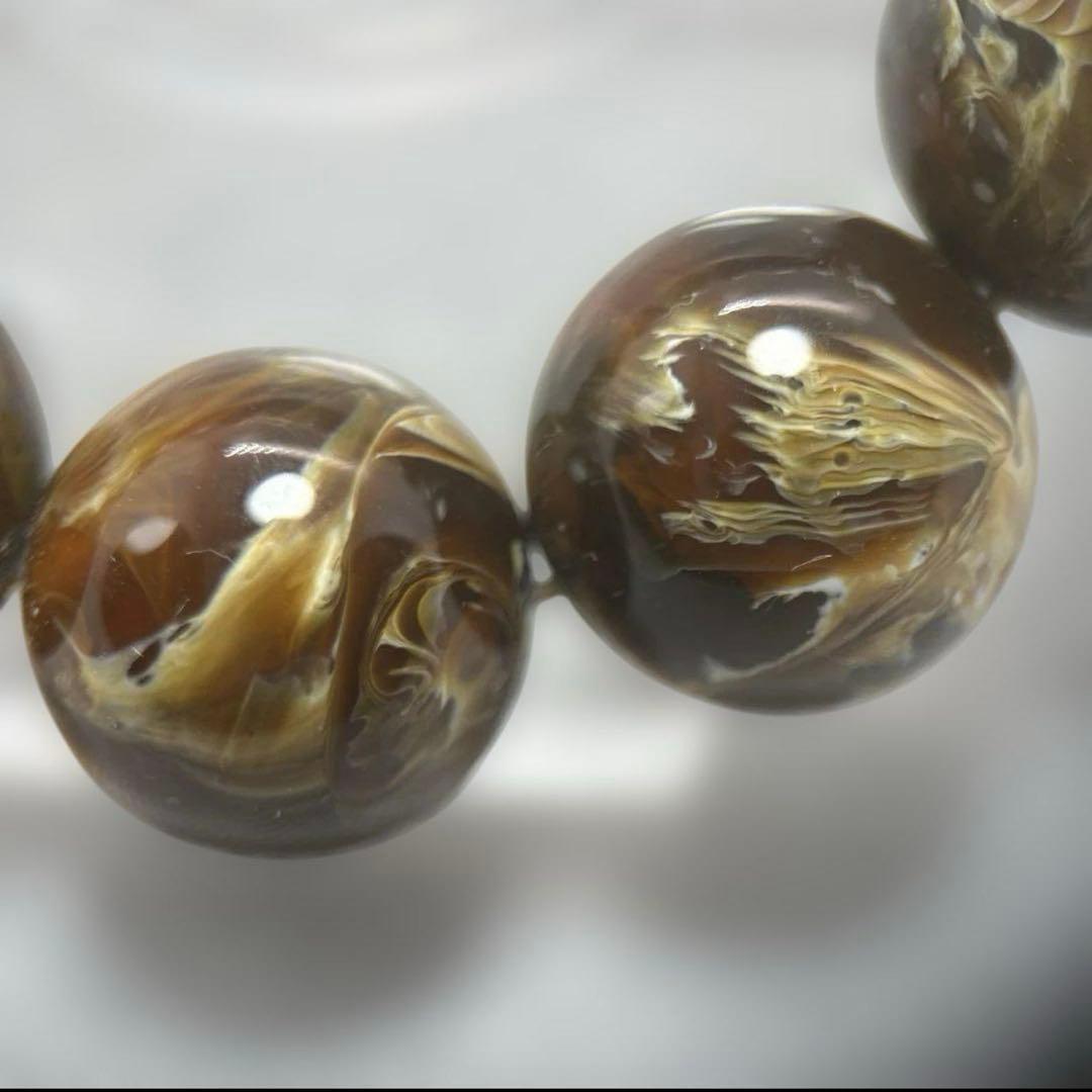 花琥珀のブレスレット ブルーアンバー 大粒