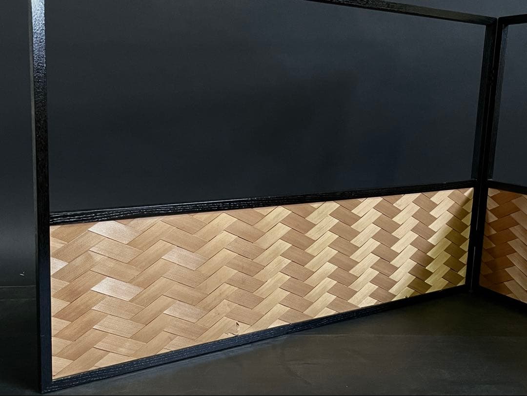 祖」 雲鵬 網代 両面使い 風炉先屏風 上透かし 江戸間 茶道具 （120②