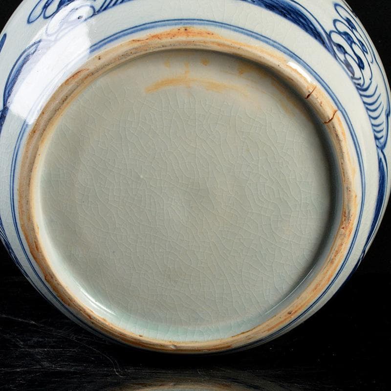 中国　青花　花卉魚波文瓶　壷　N　R5755