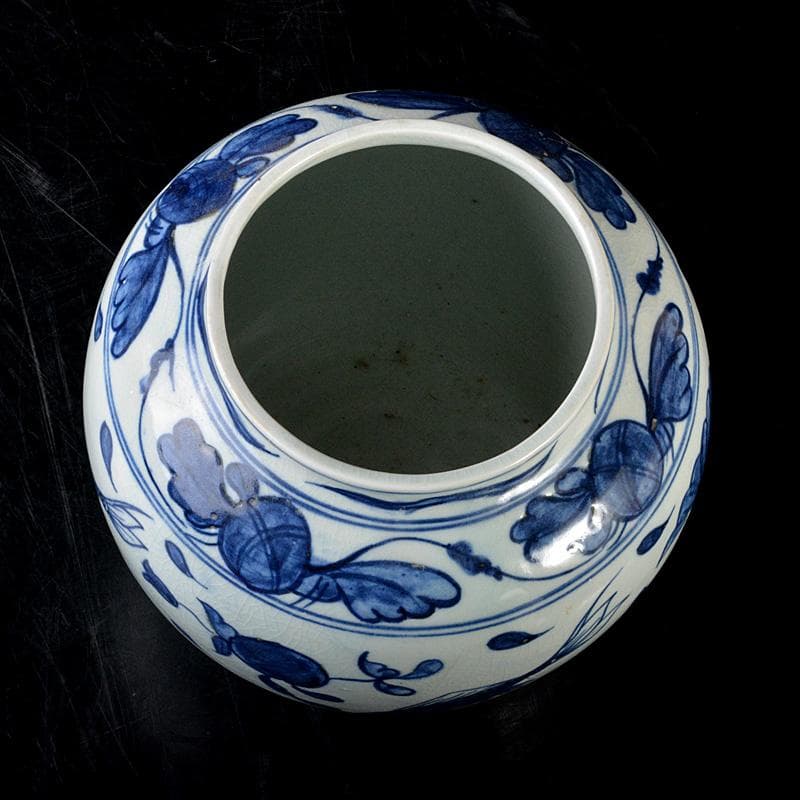 中国 青花 花卉魚波文瓶 壷 N R5755