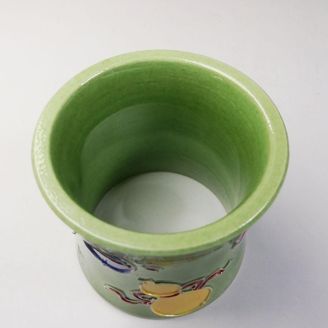 T685 蓋置 『淡緑交趾 宝尽し』『小松雅山 造』 共箱 茶道具