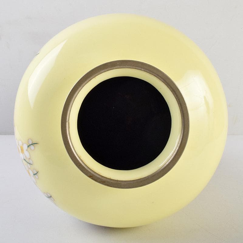 七宝焼　四君子文　花瓶　時代箱付　D　R9122B