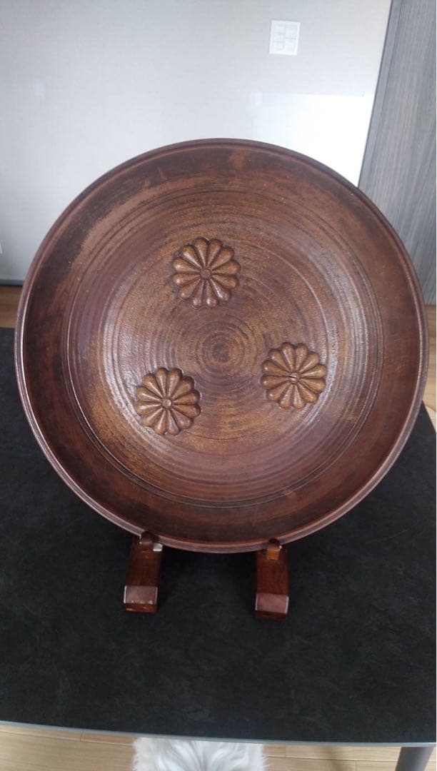 古備前　六古窯　登り窯　江戸時代　天皇家　十二菊紋　胡麻　陶印　大皿　古美術 古備前 六古窯 登り窯 江戸時代 天皇家 十二菊紋 胡麻 陶印 大皿 古