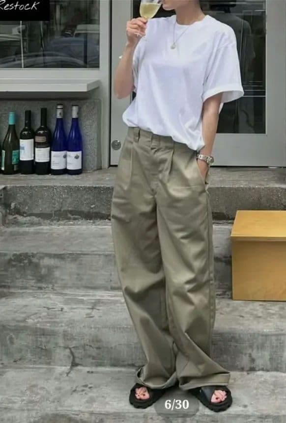 ok.soon×dickies ワイドチノパンツ (新ベージュ) ok.soon Dickies wide