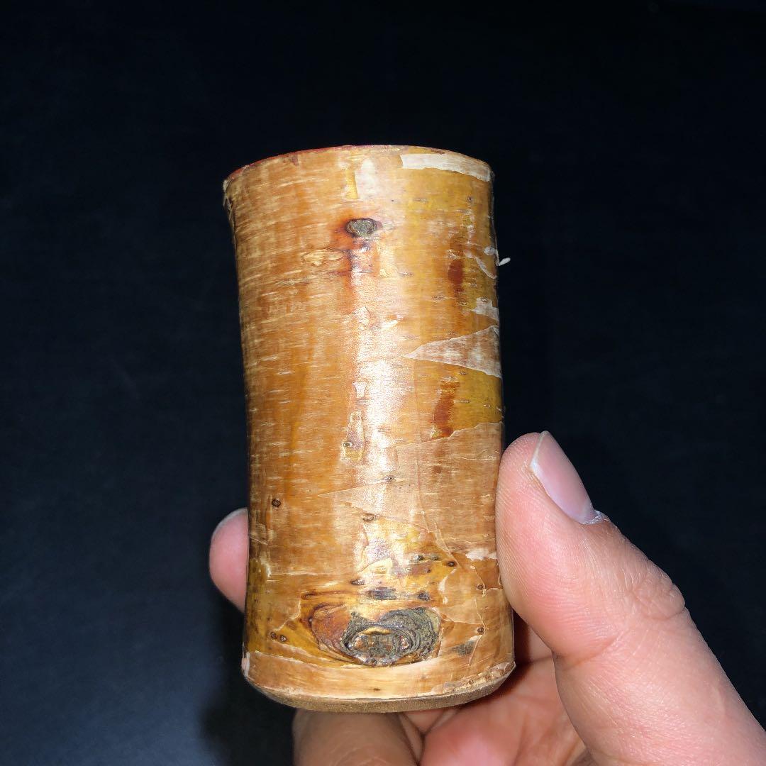 茶道具】藪内流随竹庵箱書、直判あり 野州作白樺埋木