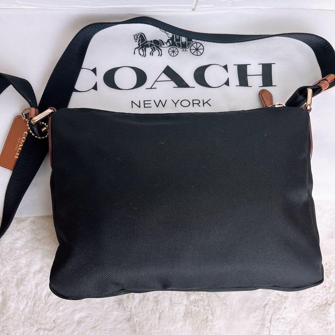極美品☆COACHコーチ ショルダーバッグ ナイロン キャンバス ブラック